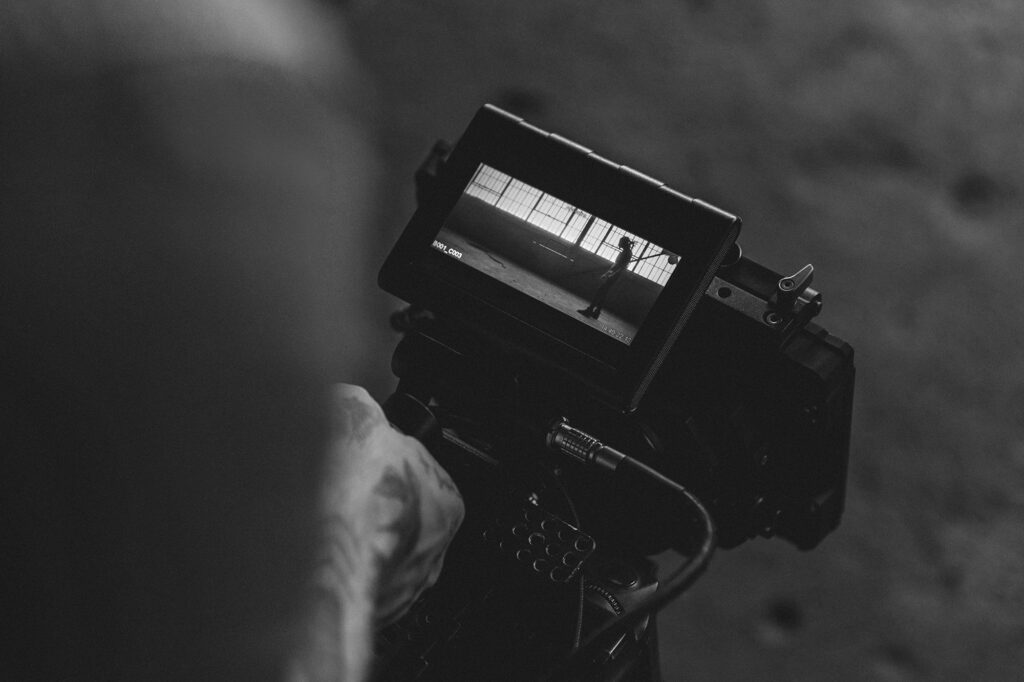 a recording video camera that uses shutter angle to control exposure in videography