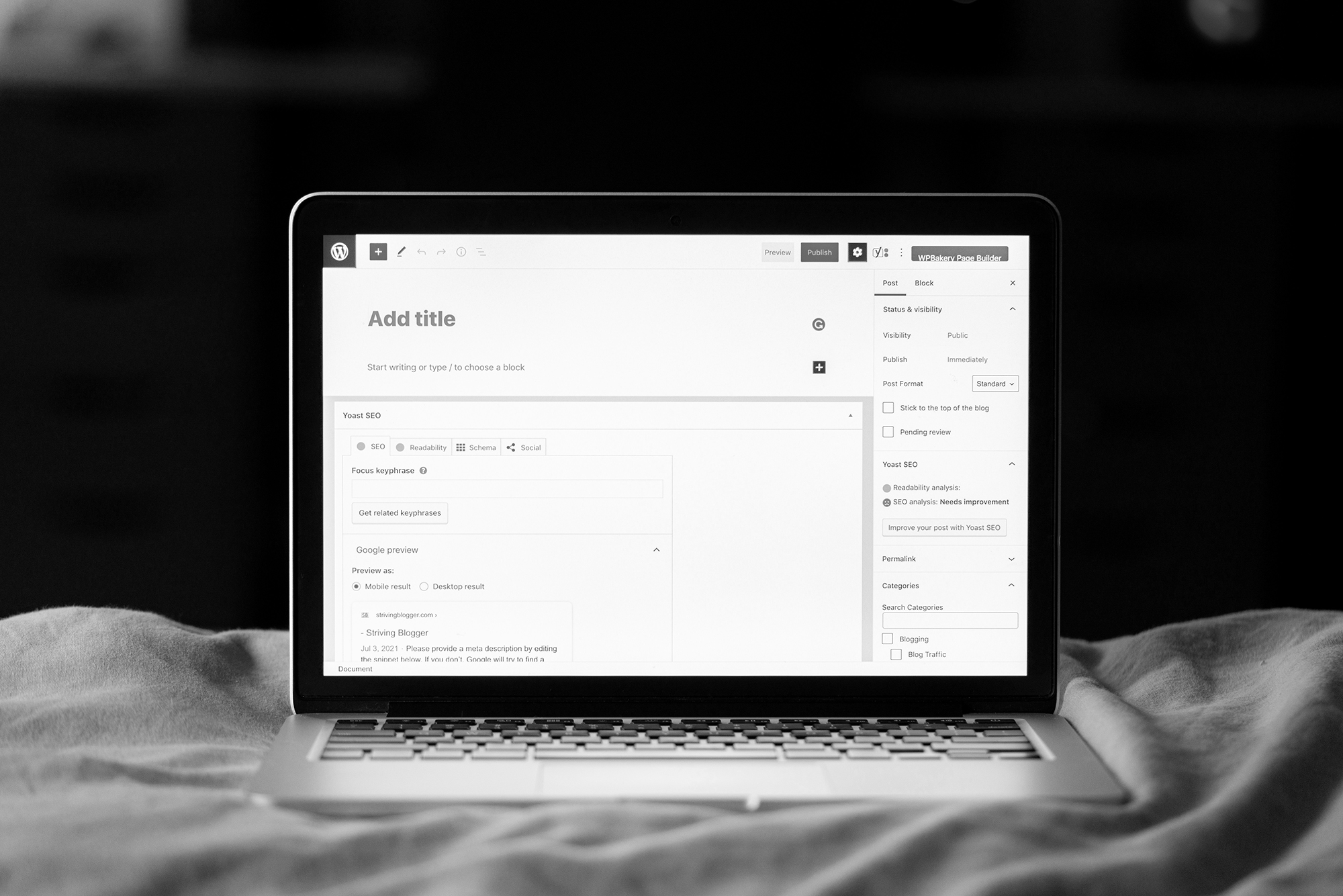 a laptop with new post page open - How I Built a 100K Monthly Audience by Ignoring What My Audience Wanted