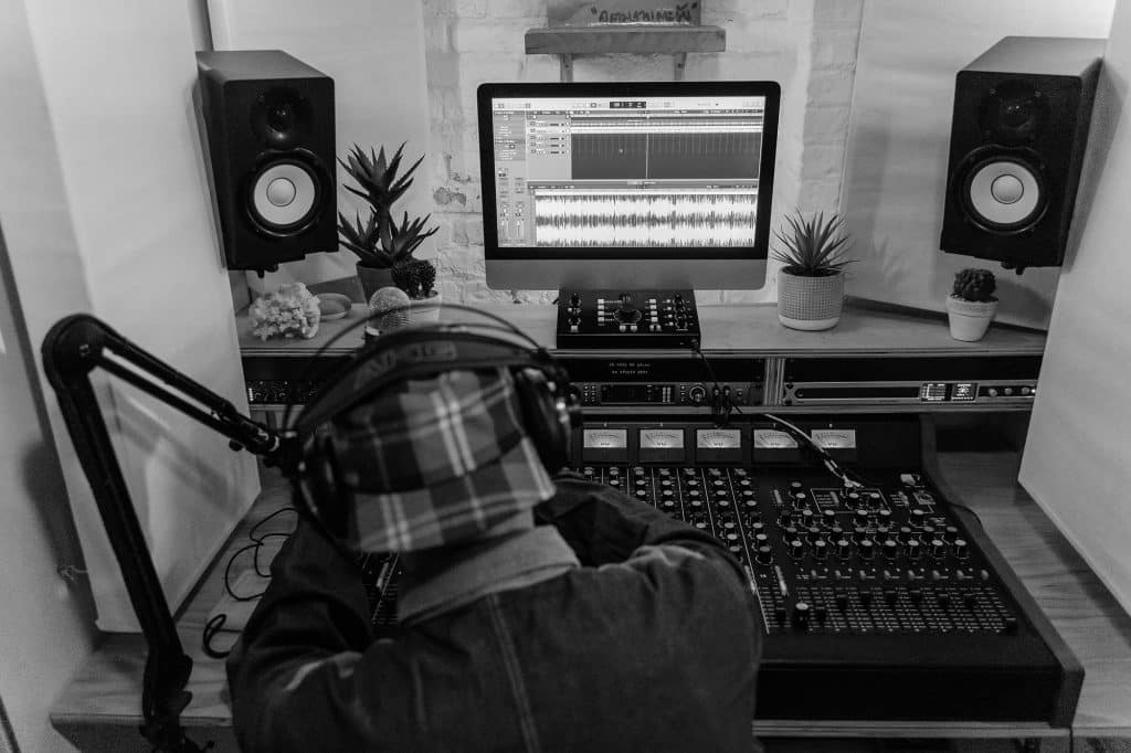 audio editing for video setup on a desk